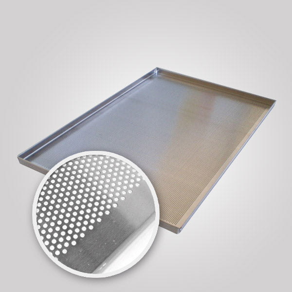 Perforated Aluminium baking tray 60cm x 40cm x 2cm straight hedge - Price includes VAT
