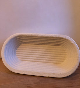 Long Oval Ridged Proving Banneton Basket 500g - Upper Internal Dimensions 23cm x 12cm x7cm (compressed wood pulp)